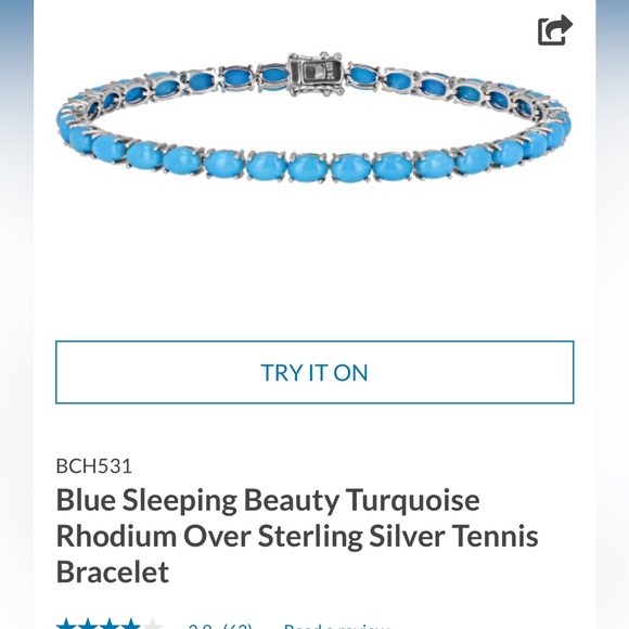 Sleeping Beauty Turquoise Rhodium Over Sterling Silver Tennis Bracelet - 8in - Picture 3 of 15